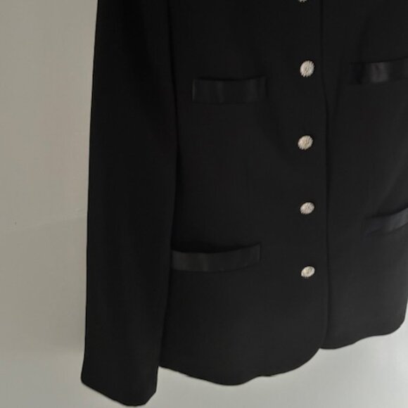 Kasper Formal Black Jacket 18 Tailored Classic Silver Metallic Buttons Classic - Picture 2 of 9